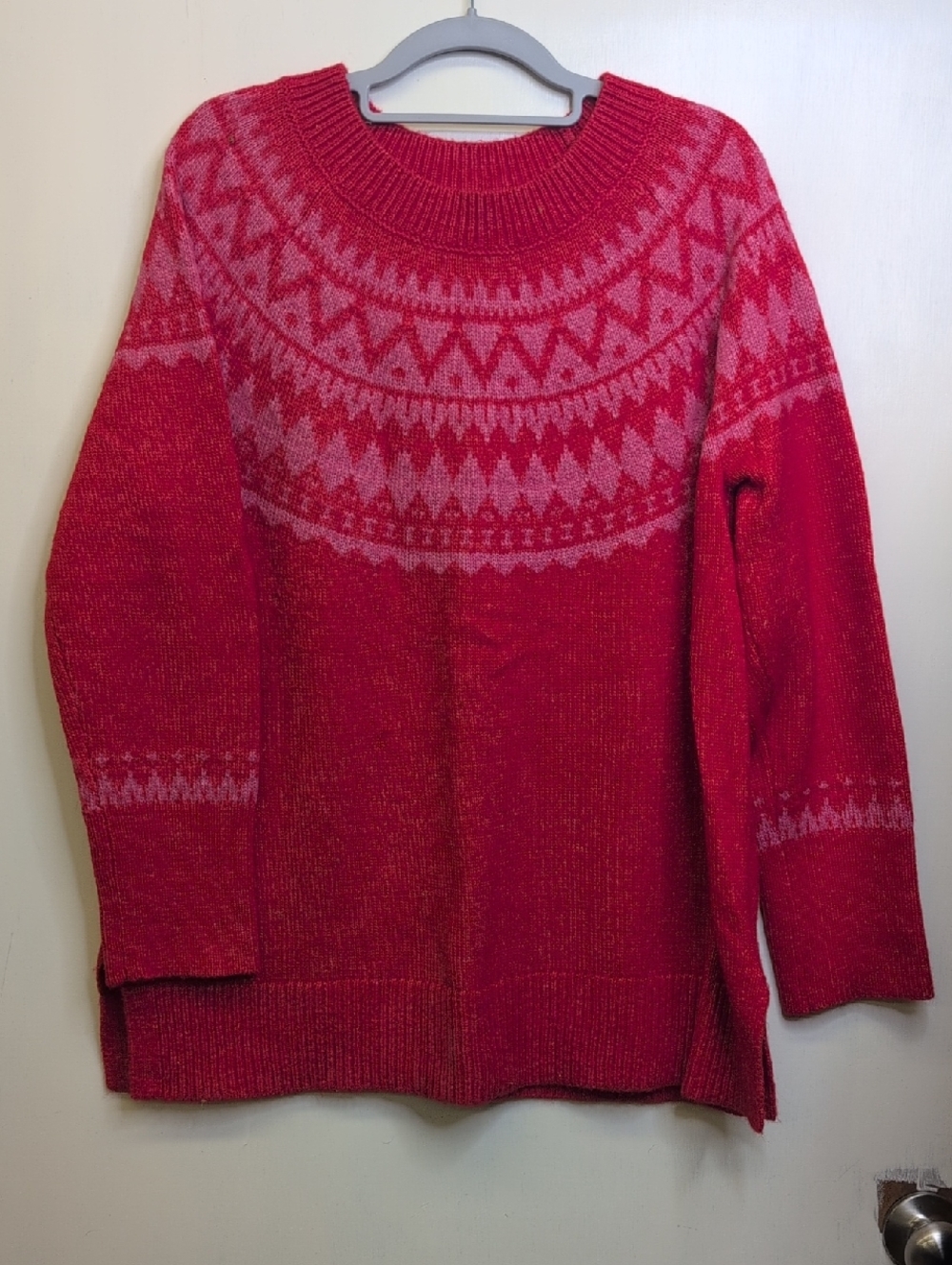 Talbots Red Patterned Scoopneck Sweater